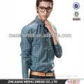 men's fashion long sleeve slim fit plaid/check brushed shirt with spread collar